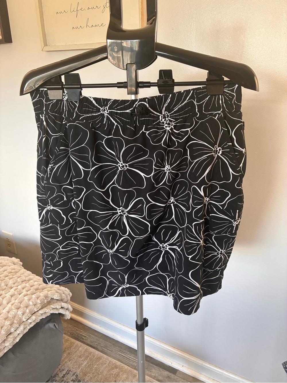 Talbots Black Floral Mini Skirt